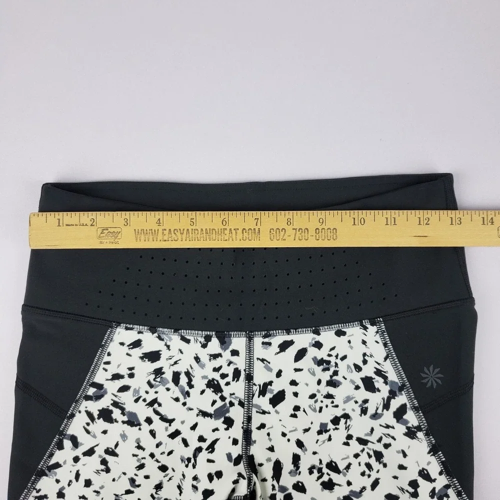 Athleta Leggings Women Small Petite Pants Black White Capri Animal Print Workout